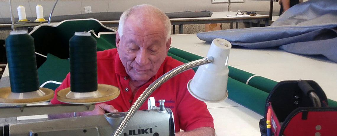 Ron servicing a commercial sewing machine at Superior Awning in Van Nuys, CA
