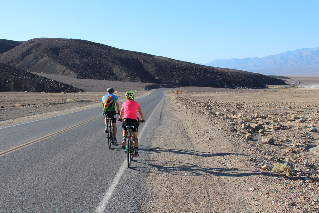 99 degrees and climbing, heading from Hell's Gate to Furnace Creek--out of the frying pan into the fire.